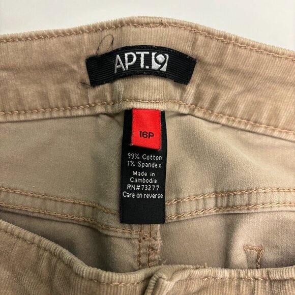 Apt. 9 Modern fit Bootcut Women's size 16P Beige Tan Corduroy Pants - Picture 2 of 3